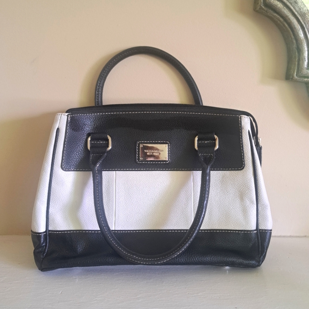 Tignatello black and white leather bag